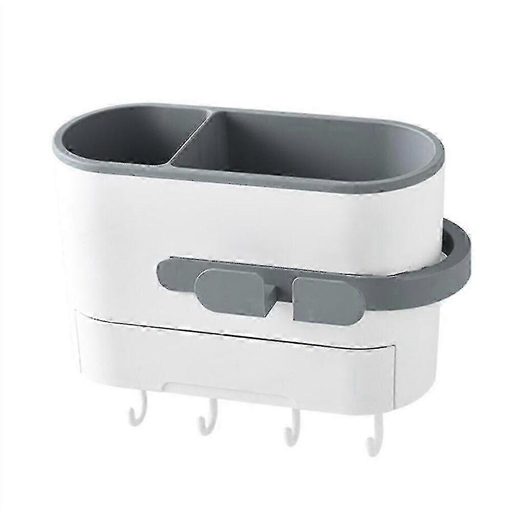 壁に取り付けられたバスルームシェルフ、化粧品およびヘアドライヤー収納用のフック付き