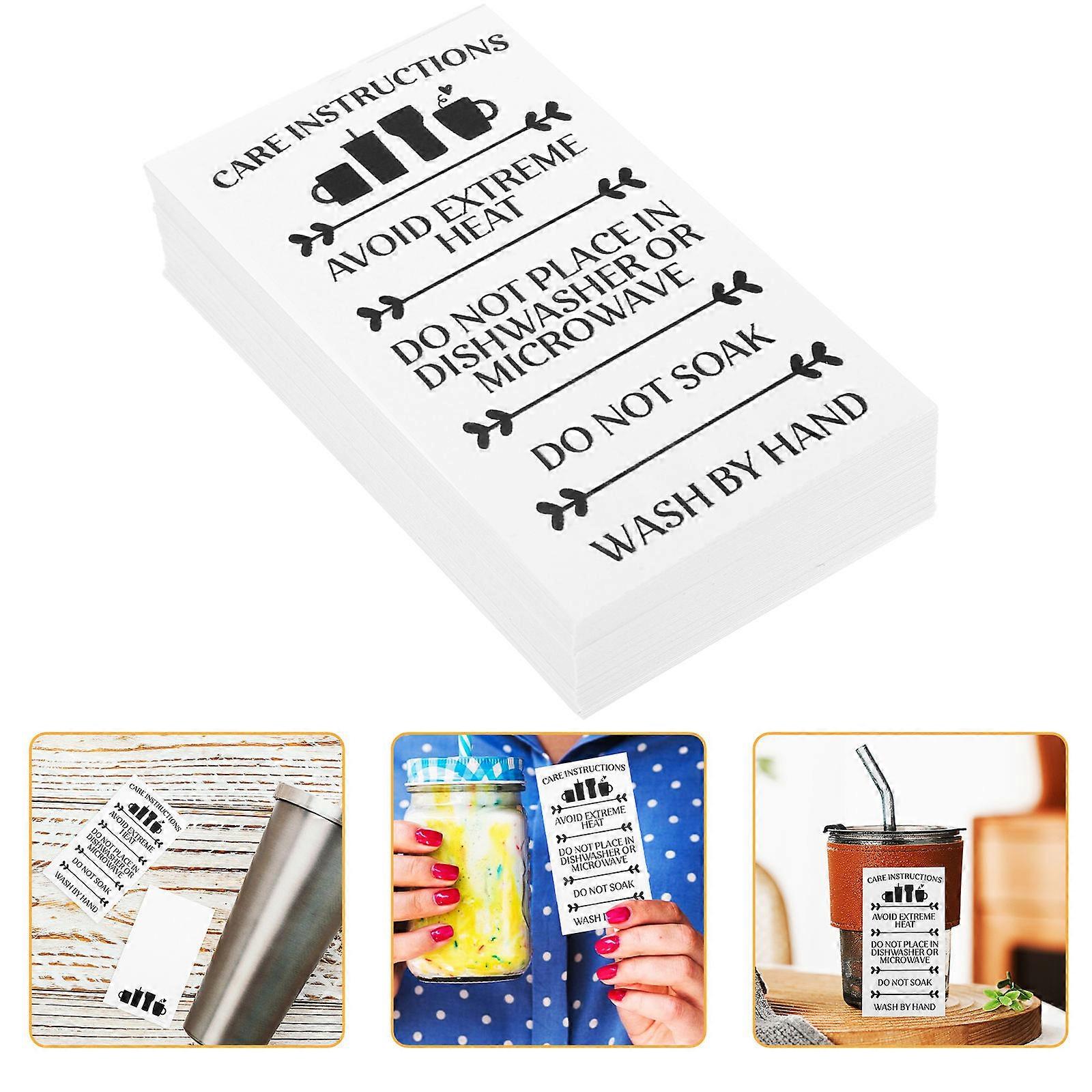 Glass Cup Care Instruction Slips, User-friendly Information, Fade-resistant Printing