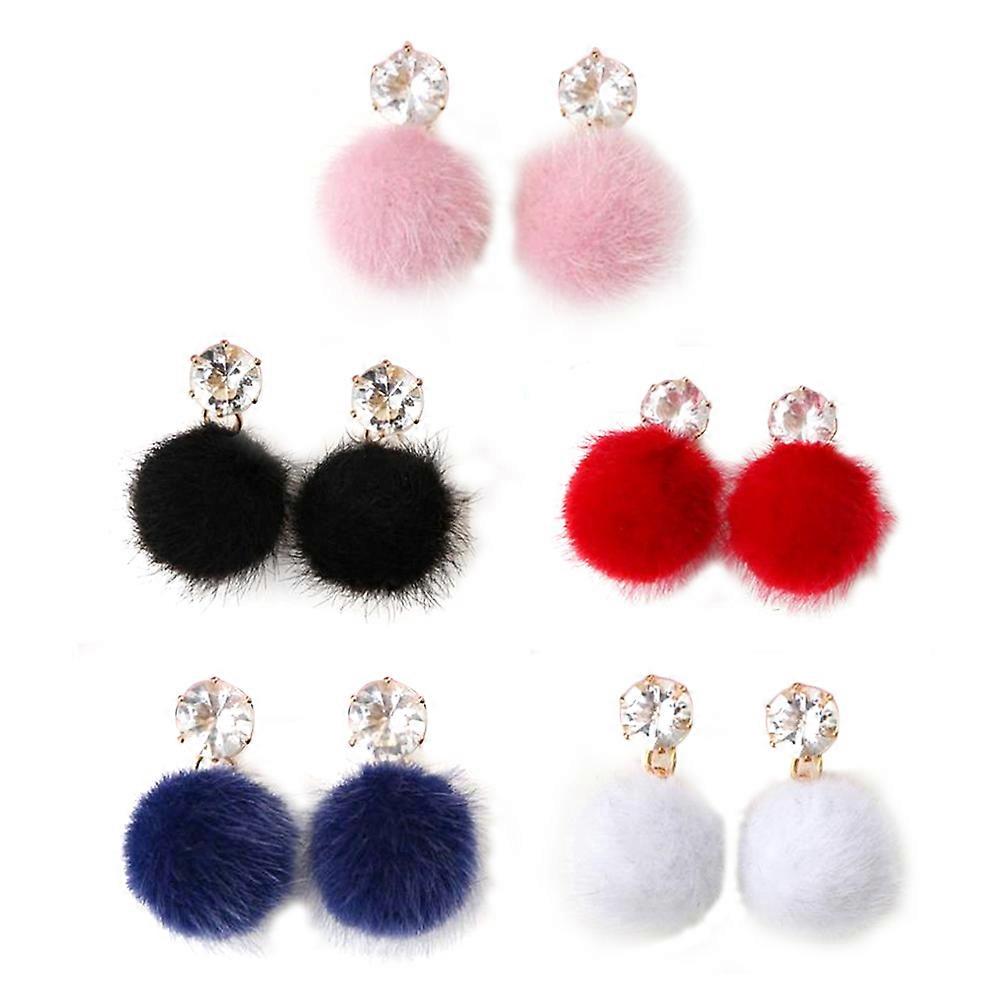Here's a refined and engaging product description for your **Women's Fluffy Pom Pom Earrings**:
✨ **5 Pairs Women Fluffy Pom Pom Earrings