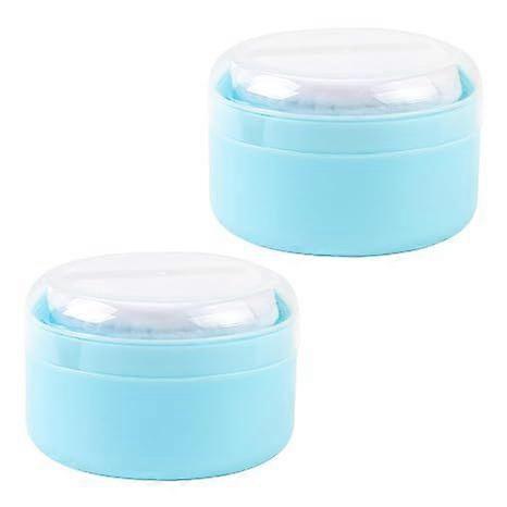 2 Pack Talcum Powder Puff Box with Applicator, Portable Body Powder Puff and Container, Baby Powders Dispenser Container for Bath and Travel, Ideal fo