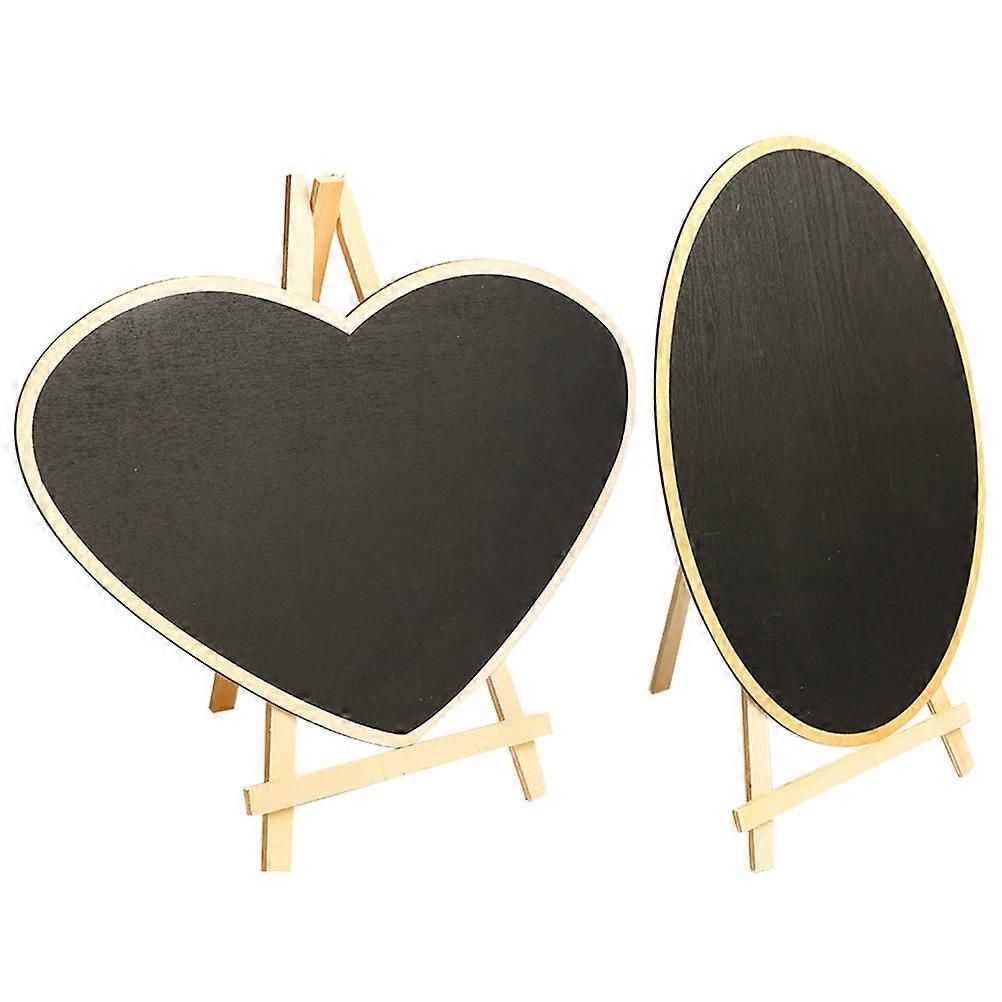 Mini Chalkboard Kids Writting Board Handicraft Style Heart-Shaped Wood Message Display Home Use Children 2Set