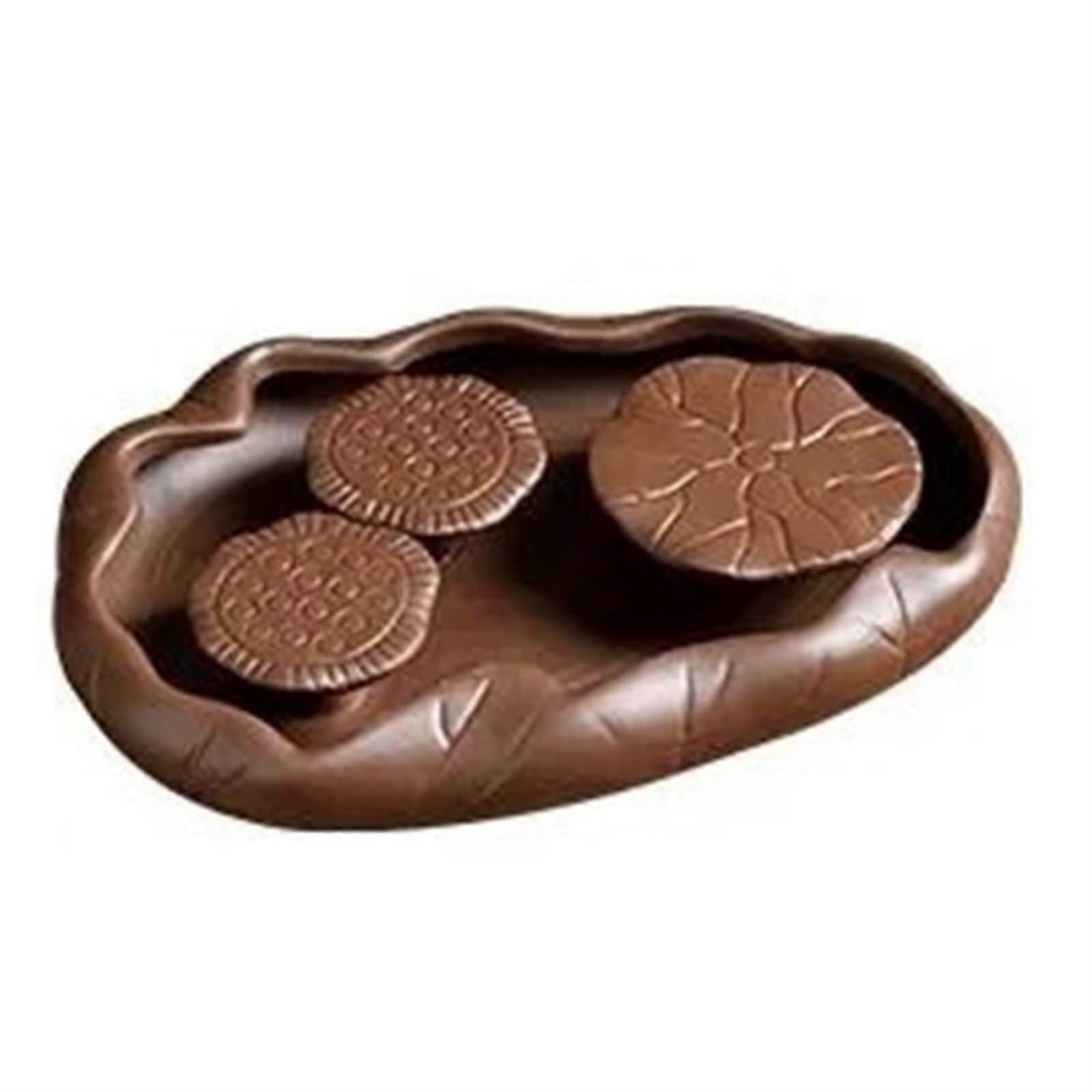 Tea tray, rectangular, Lotus black tea tray with drainage, multifunctional tea serving tray made of wood (black)(Brown) 23X16X3.7cm Brown