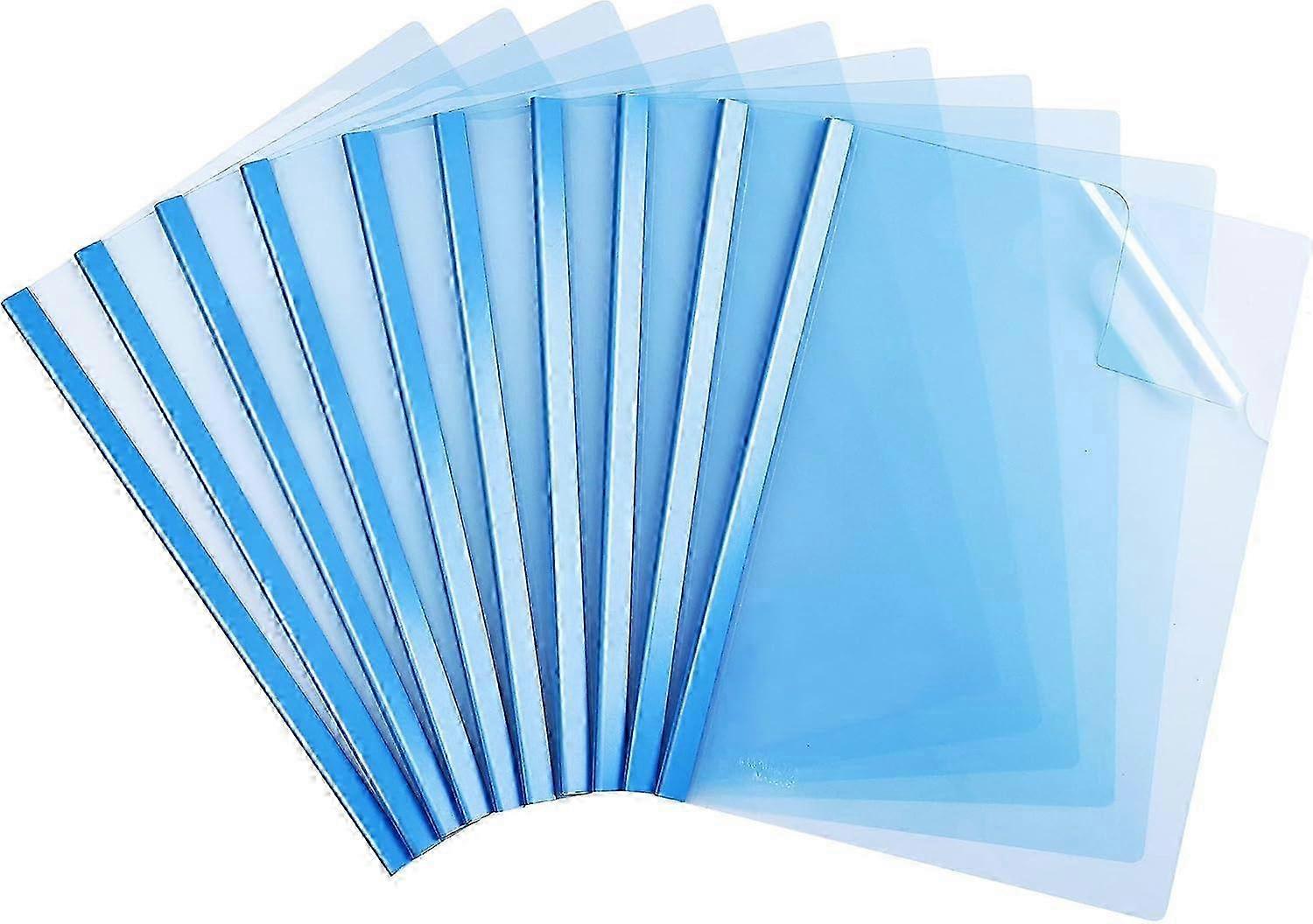 Pack of 10 clear report covers with sliding bar for A4 size paper, blue