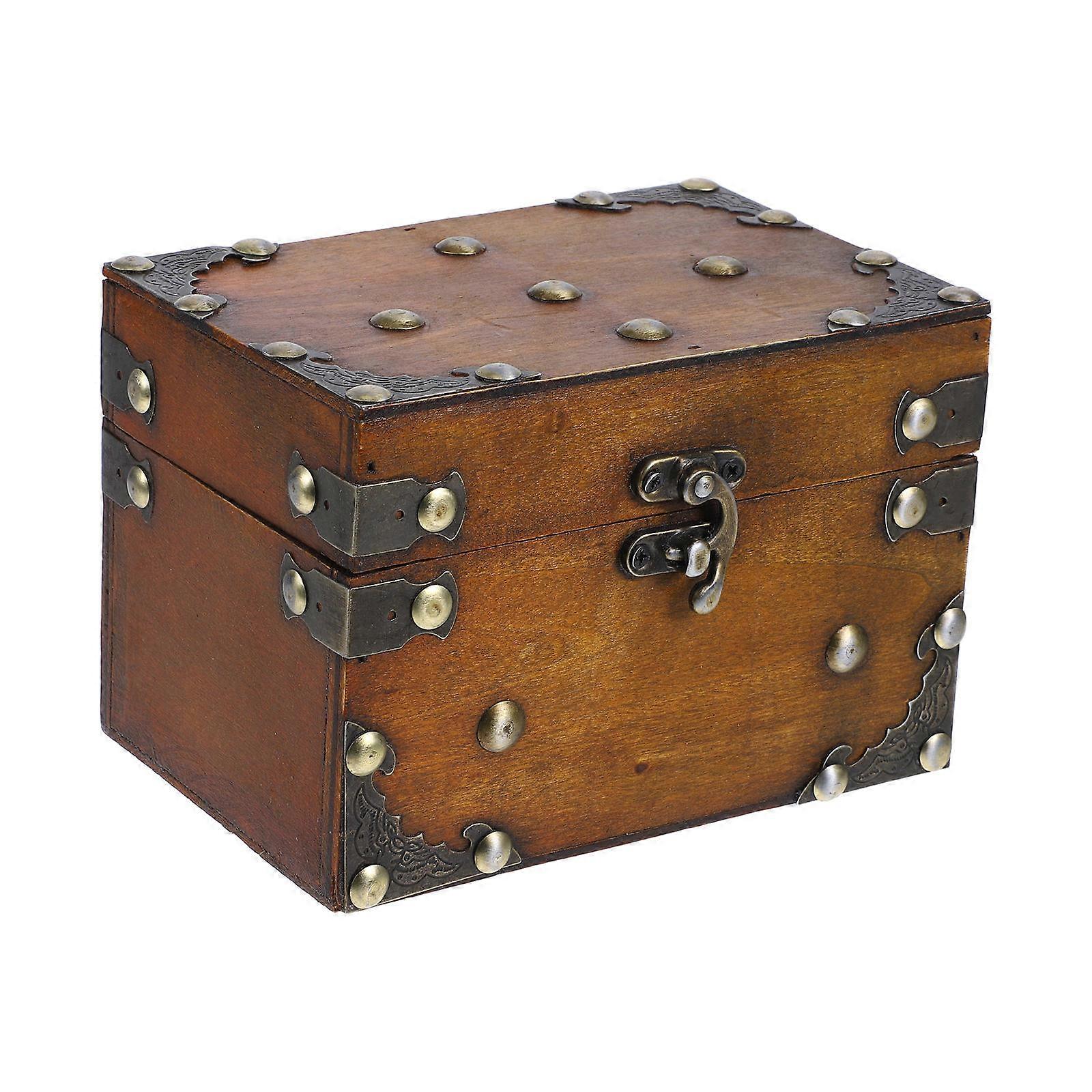 Retro Storage Box For Accessories Keepsakes Trinkets Organization Wooden Rectangular Shape 1Pack