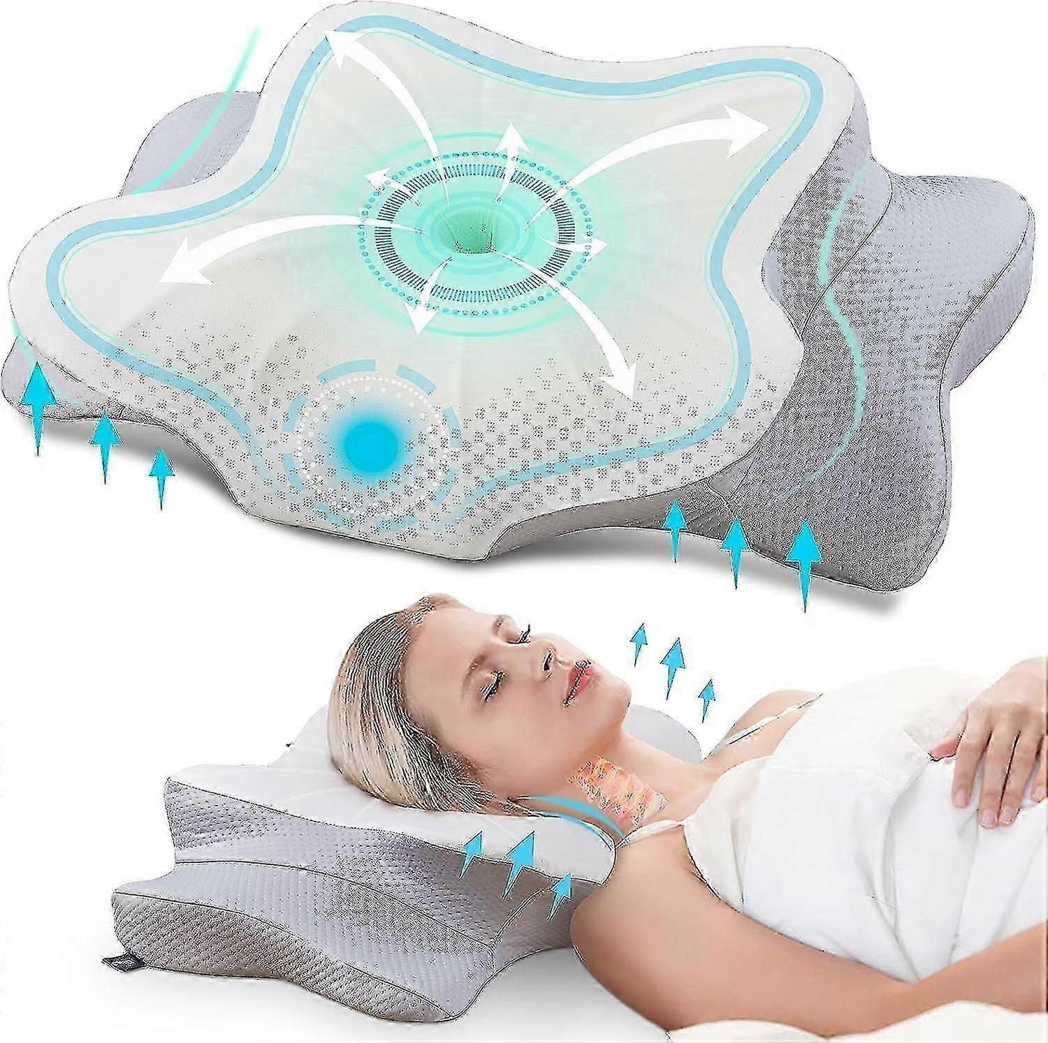Orthopaedic Memory Foam Pillow for Neck Support, Ergonomic Design Pillow for Side Back Stomach Sleepers