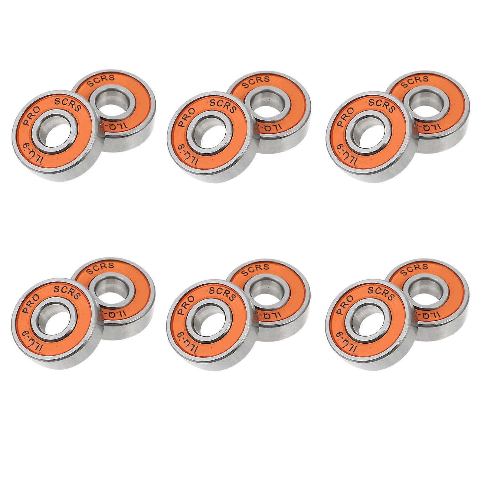 Inline Skate Bearings High Speeds Skateboard Scooter Accessories Orange 2.20X2.20X0.70cm Reduce Rotational Friction 12Pcs