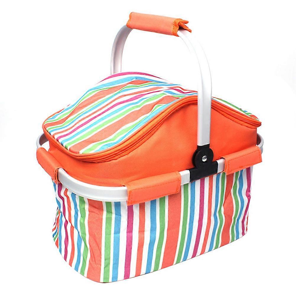 Insulated Baskets for Picnics Lunch Bag Tote for Outdoor Picnic BBQ Holiday Parties Orange 40.00X25.00X32.00CM Foldable 1Set