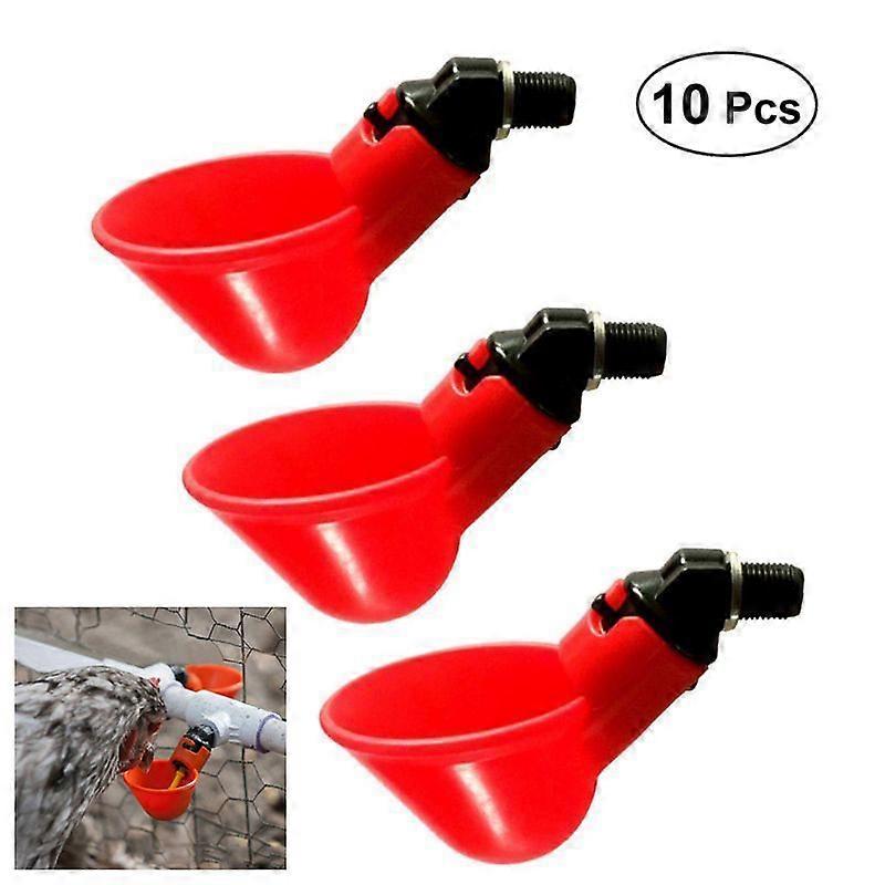 Automatic Poultry Drinkers Chicken Quail Pigeon Water Supply Farm Use Red 10Set