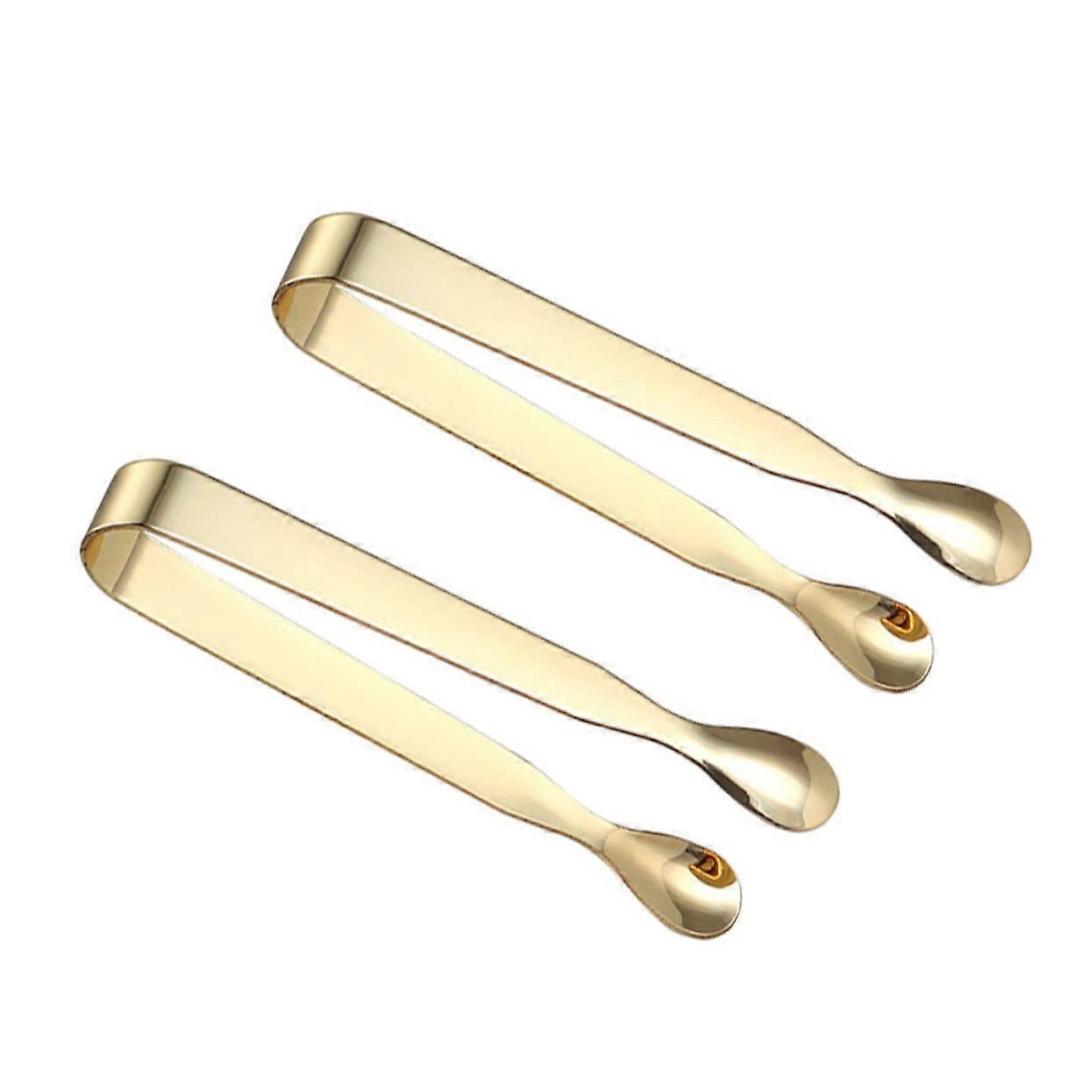 Multitools 2 Piece Stainless Steel Cube Clip Ice Serving Tongs Tea Party Spatula Tongs Small Kitchen Barbecue Tongs