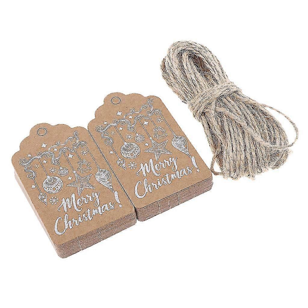 100pcs Merry Christmas Kraft Paper Labels Xmas Hanging Gift Tag DIY Decor