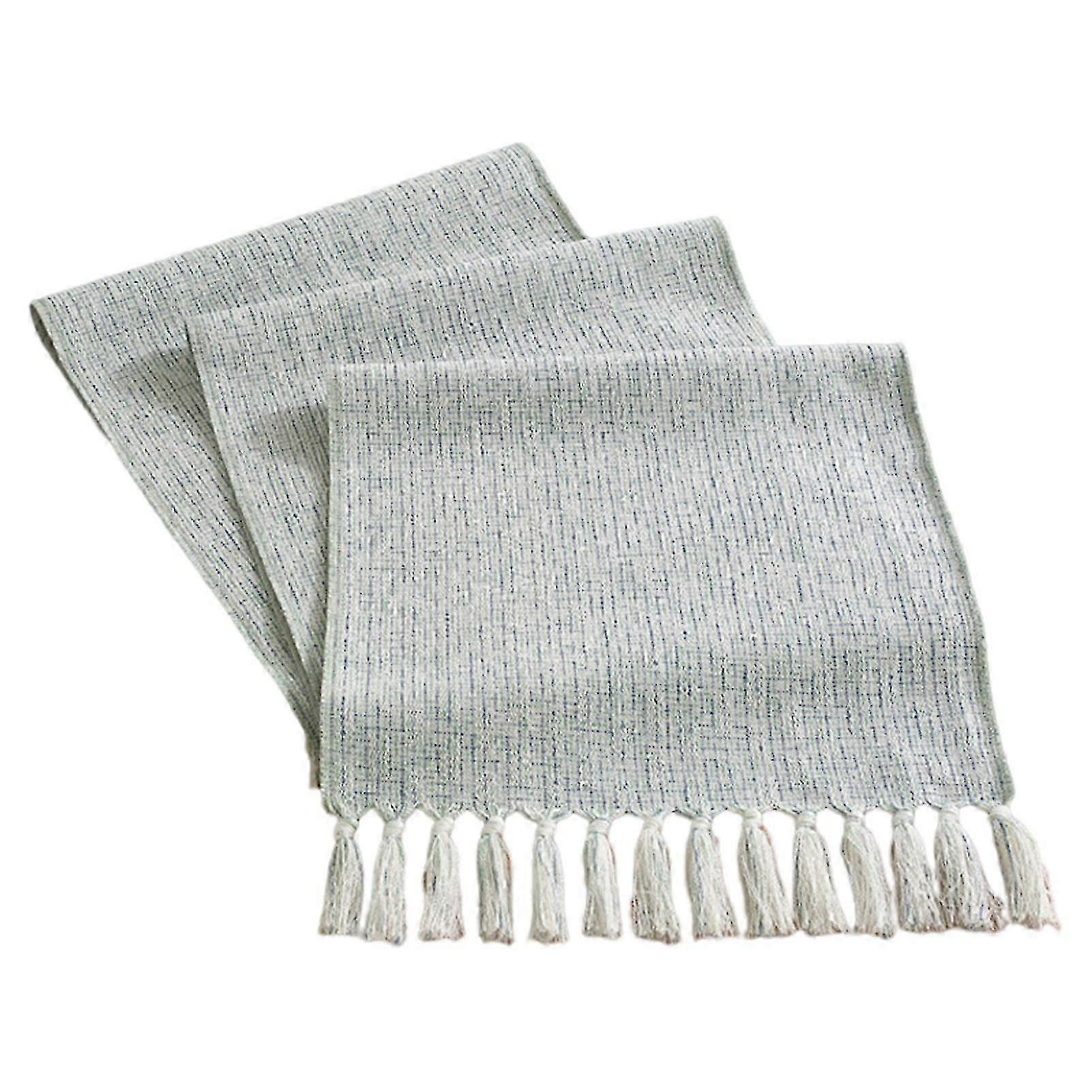Table Runner Solid Color Tassel Design Wear Resistant Fine Texture Lint Free Decorative Tablecloth Dinning Room Table Runner Kitchen Supplies KAESI