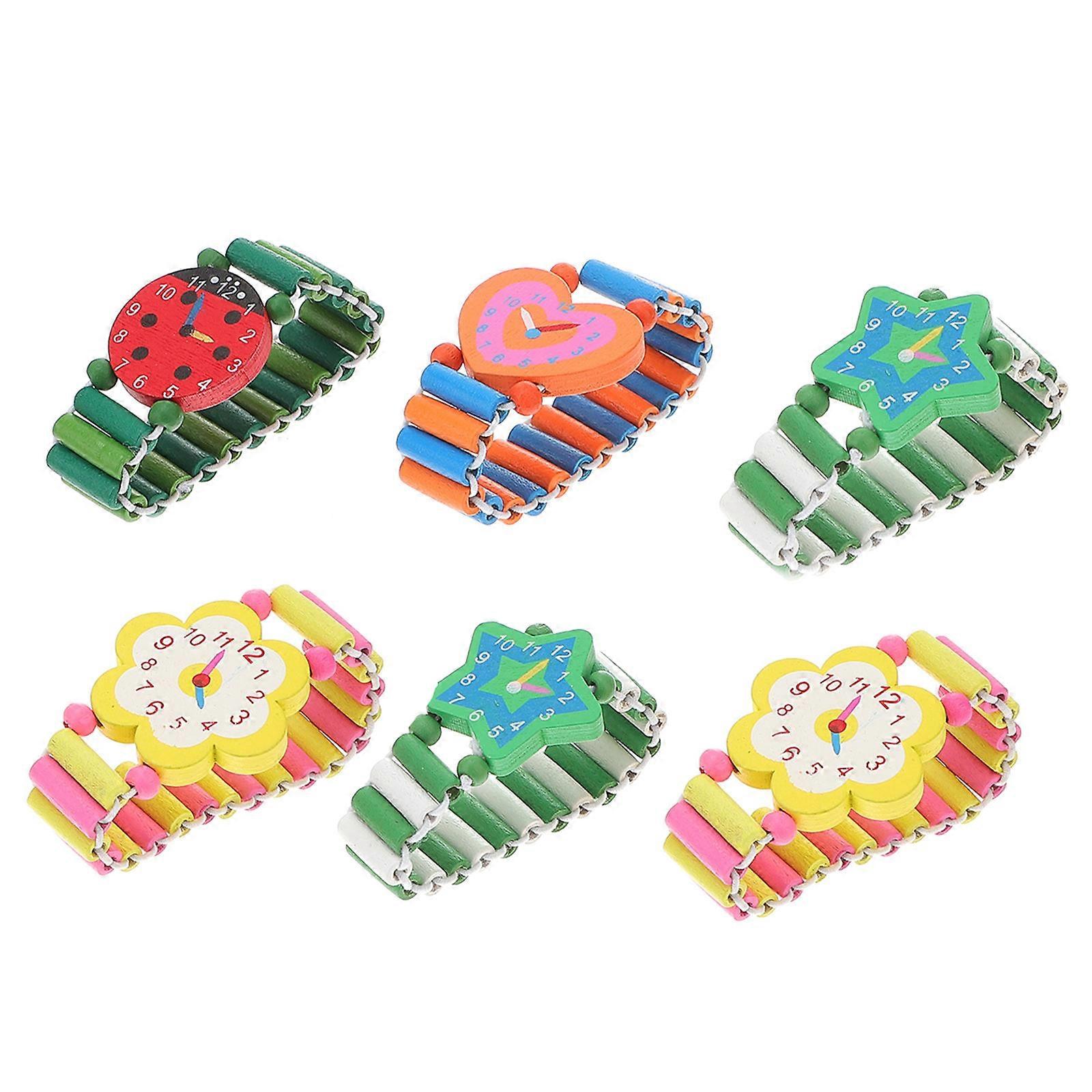 Kids Watch Toy Cartoon Style Develop Intelligence Birthday Party Assorted Color 8x8x2cm 6Pcs
