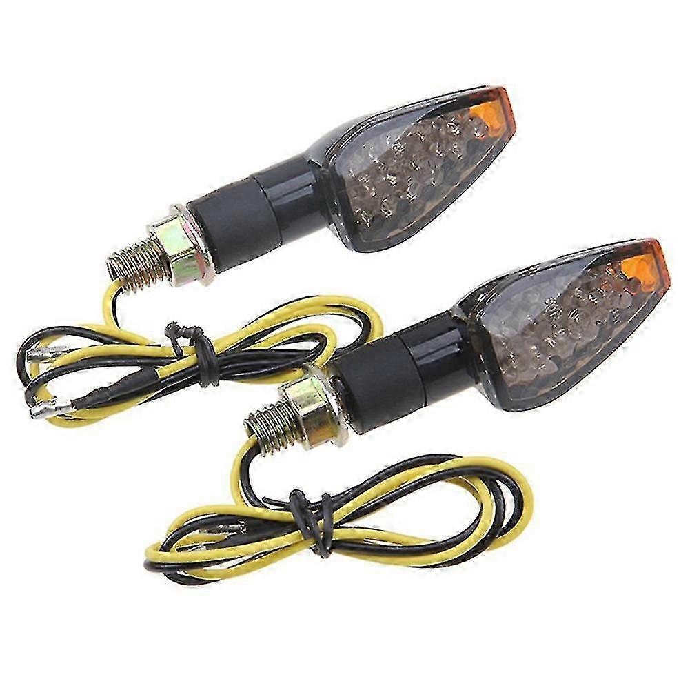 2Pcs Motorcycle Turn Signal Lights 14 LEDs Waterproof Turn Signal Indicators Amber Light Universal