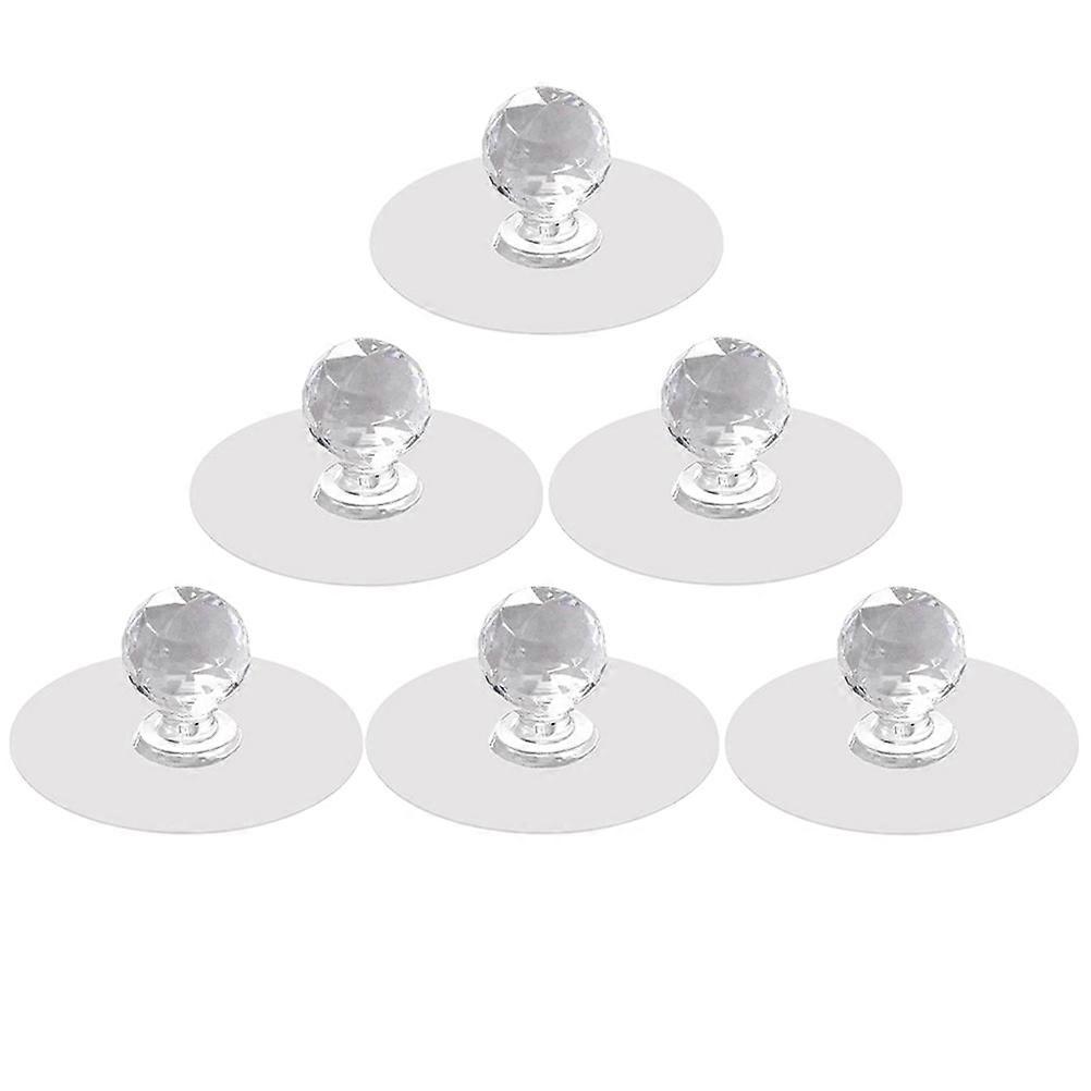 Sticky Cabinet Handles No Drilling Required Acrylic Material Transparent Color 6Pcs For Drawers