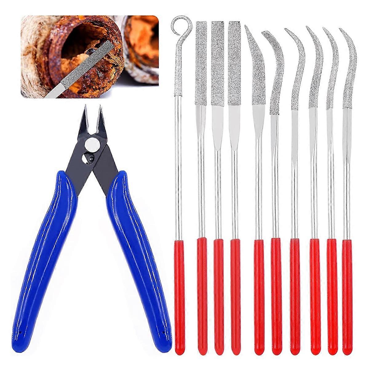 11-Piece Mini Diamond File Combination Set, Multi-Function Needle File Set for Woodworking, Sanding