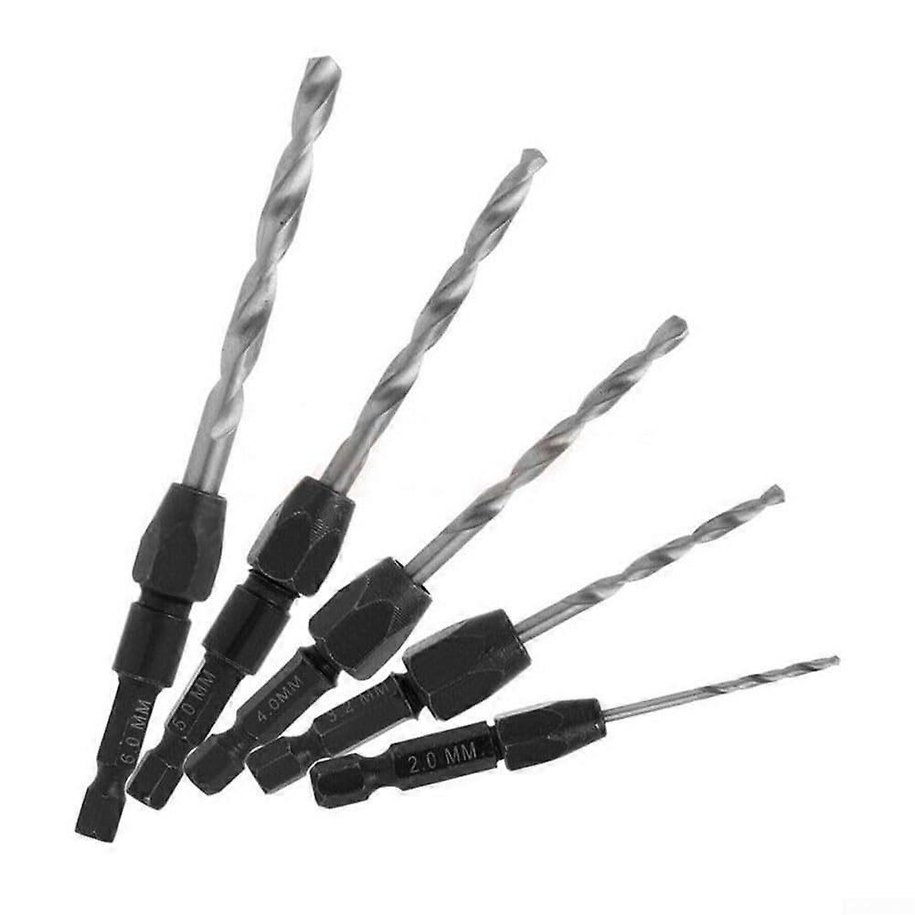 5 Piece HSS 6542 Hexagon Shank Quick-Release Drill Chuck Countersink Set for Precision Cutting, 2-6 mm Size