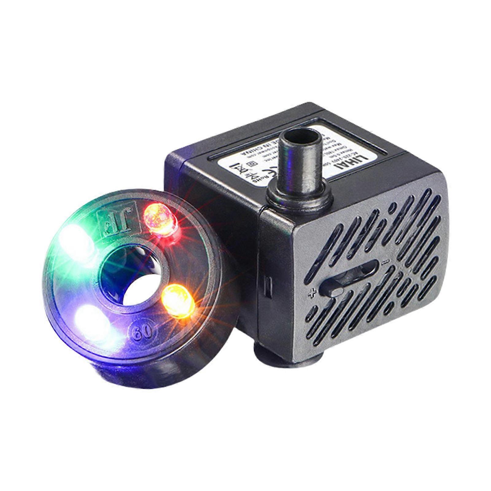 Submersible Fountain Pumps 110V Built In 4 Color LED Lights For Aquarium Fish Tanks Water Circulation Filter System