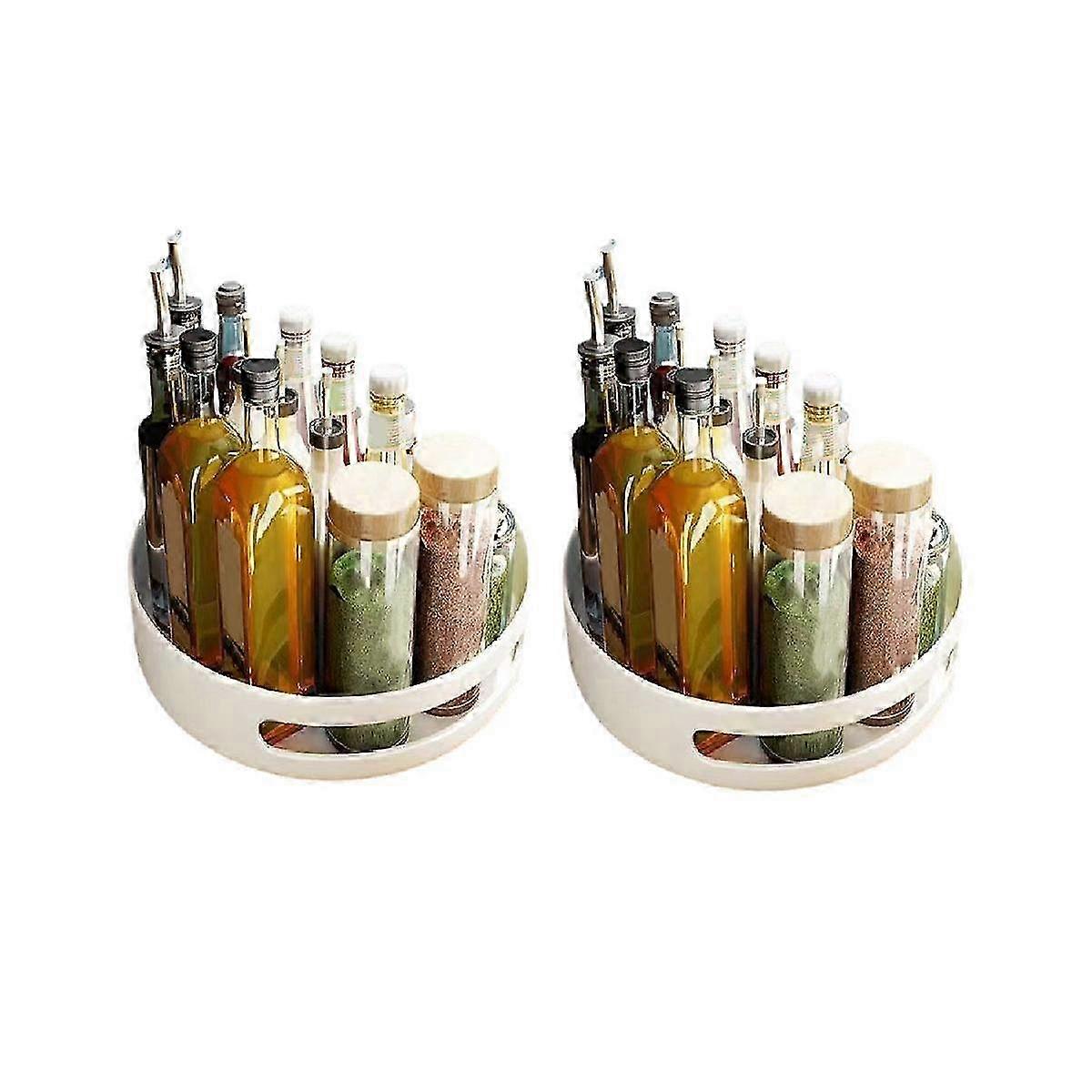 2 Packs Turntable Cupboard Organizer, Multi-Functional Spice Rack for Kitchen Storage