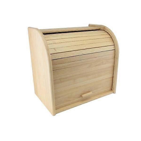 Rubber Wood Double Decker Bread Bin Kitchen Organiser Boxes Wooden