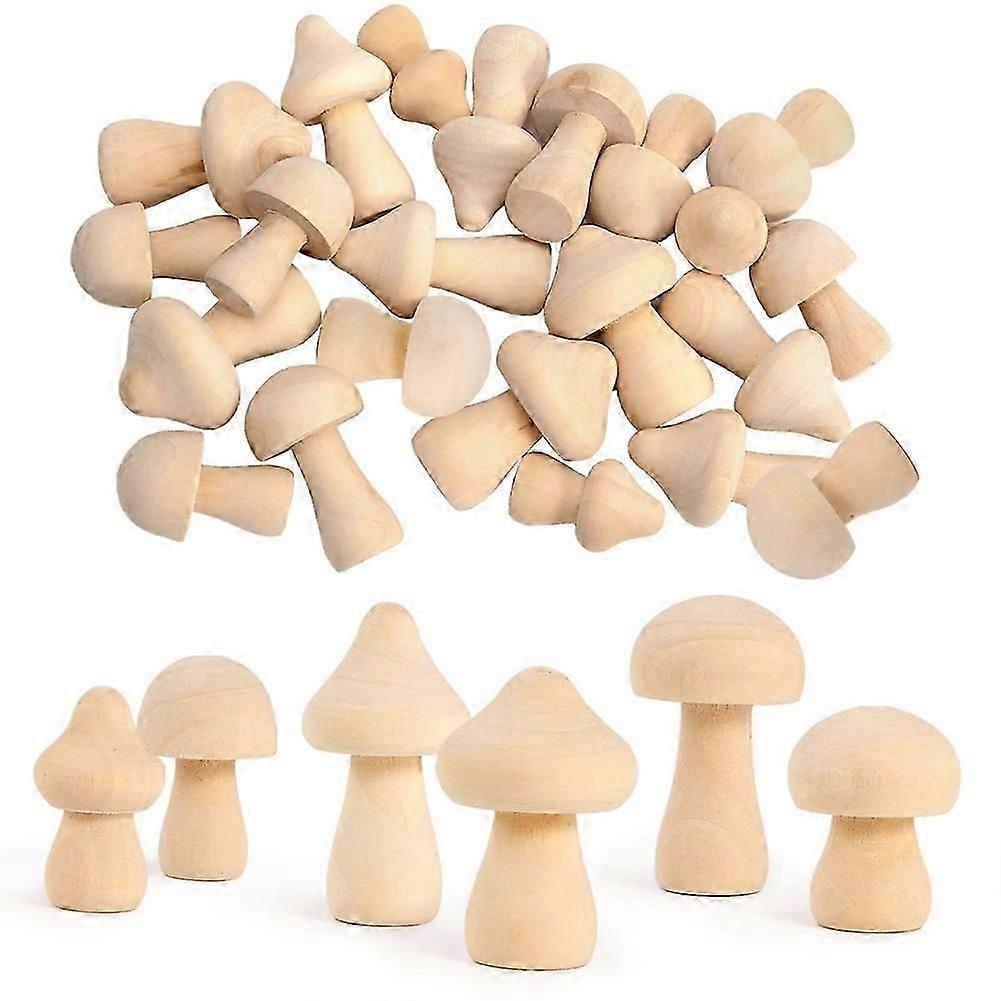Lot de 30 champignons en bois brut, 6 tailles différentes, pour projets d'artisanat