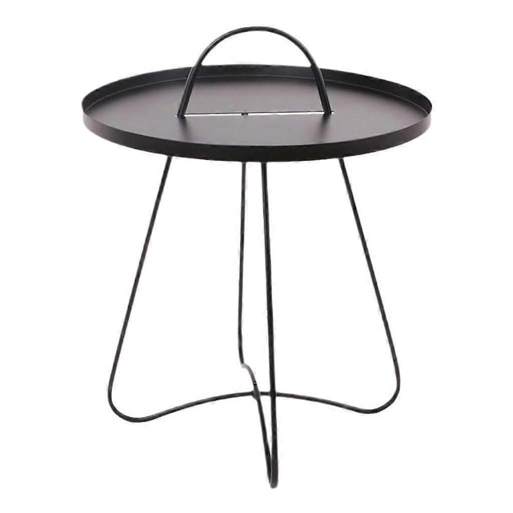 Coffee Table Side Table, Simple Round Square Coffee Table, Living Room, Sofa, Storage, Side Table, Foldable Corner Table Made of Iron (Black)