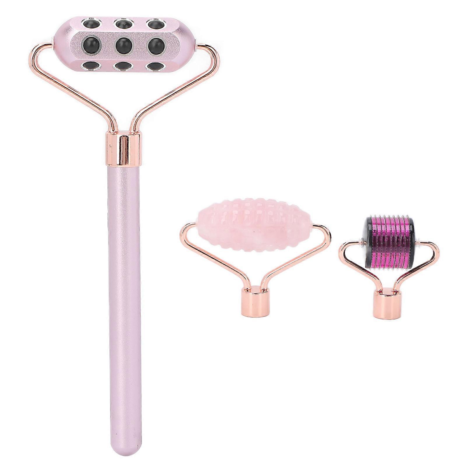 3 in 1 Gua Sha Facial Tool Set Jade Stone Facial Microneedle Roller Massager Tools