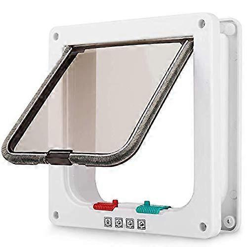 Cat Flap for Small Dogs - 4 Way Locking, Weatherproof Door for Puppies and Kittens, Medium Size with Durable Material