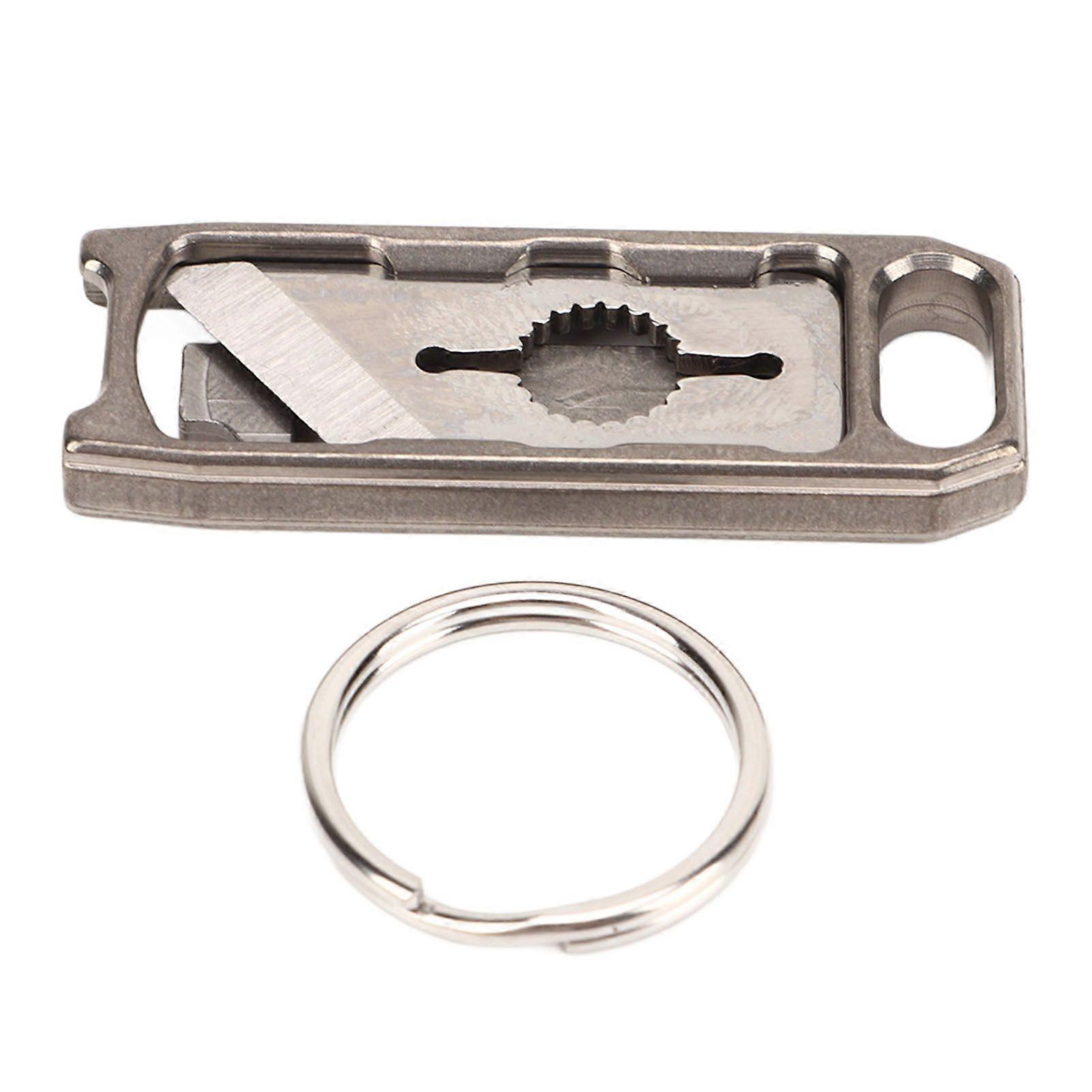 Mini Retractable Box Cutter Titanium Alloy Mini Utility Knife U Disk Shaped Pocket Knife with Keyring for Outdoor YMHC