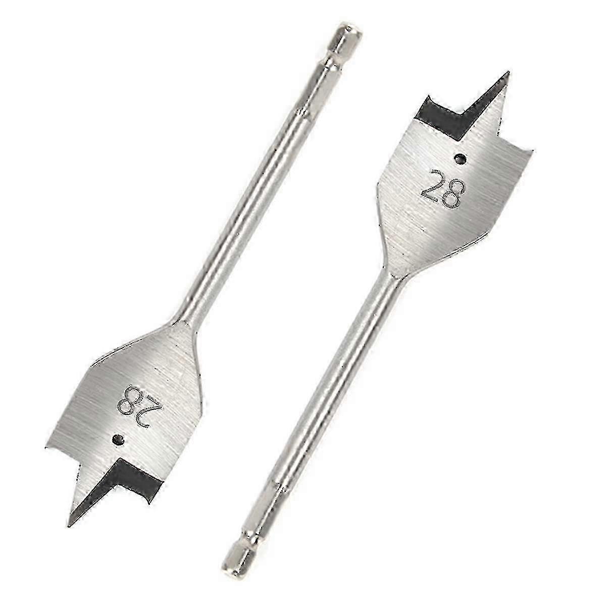 High Carbon Steel Spade Drill Bit Set - 2PCS Woodworking Paddle Flat Bits for Soft & Hardwood Projects