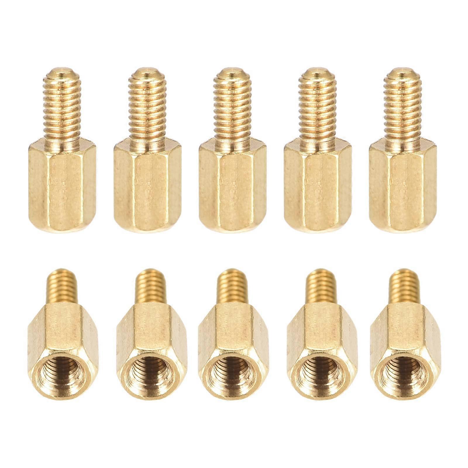 M3x6x6mm Brass Hex Standoff 25 Pack - Electronic Machine Connector Spacer Screw Nut for Plug to Socket Applications