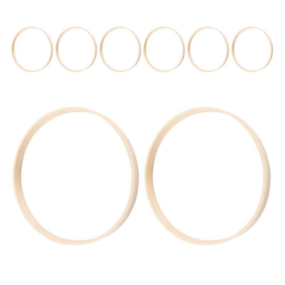 Bamboo Hoops for Crafts and DIY Projects 8 Pieces Light Brown Sturdy and Durable Various Sizes