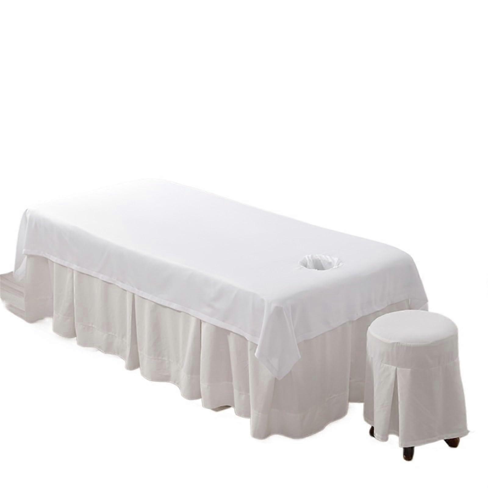 Massage table cover, soft, breathable with hole (White, 230x118cm)