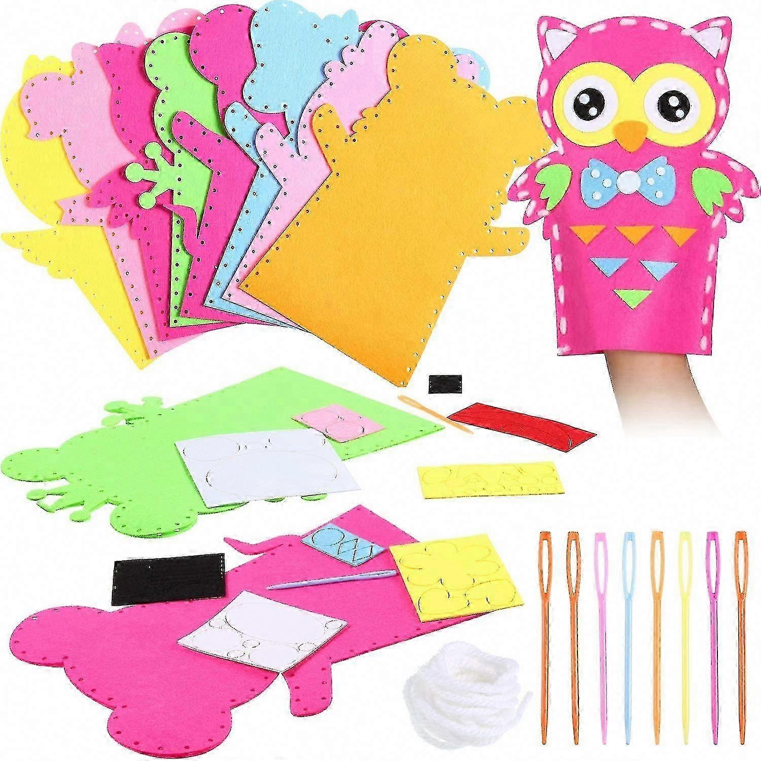 8-Pack DIY Felt Sock Puppet Kit - Handmade Puppet Making Craft for Kids & Adults