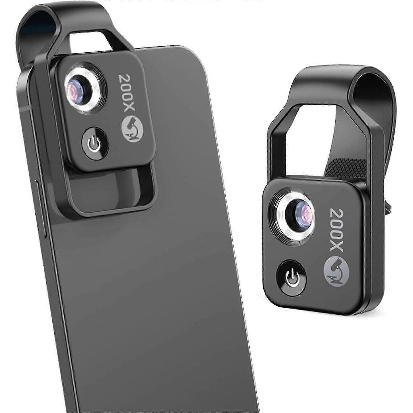 200x Magnification Zoom, Nanozoom Cell Phone Lens, Phone Microscope with Cpl Lens/LED Light,The Best Portable 200x, Lens Turns Any Smartphone into a P