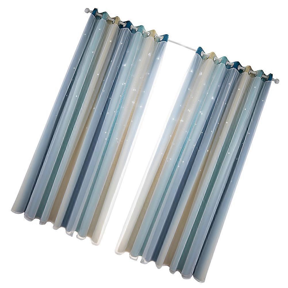 Living Room Curtain Light Filtering Window Drapes 130X100cm Blue Privacy Protection 2Pcs