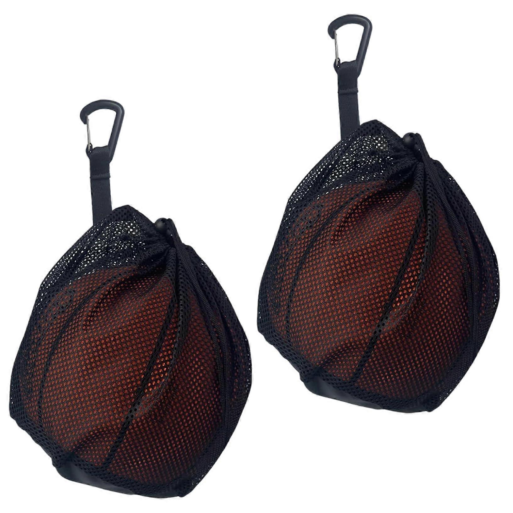 Basketball carry bag, net bag, portable with clip, multipurpose black Oxford fabric