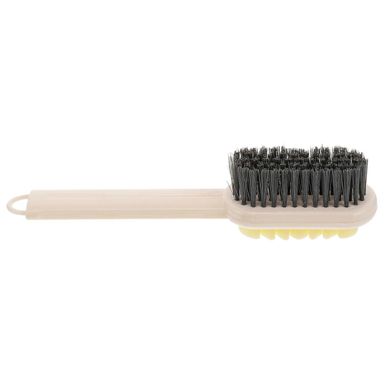 Soft Rubber Double Sided Shoe Cleaning Brush, Long Handled Durable Scrubbing Tool for Shoes, Clothing & More, Compact Design