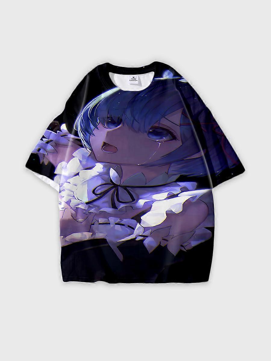 T-shirt round neck Role Pattern loose short sleeve L205