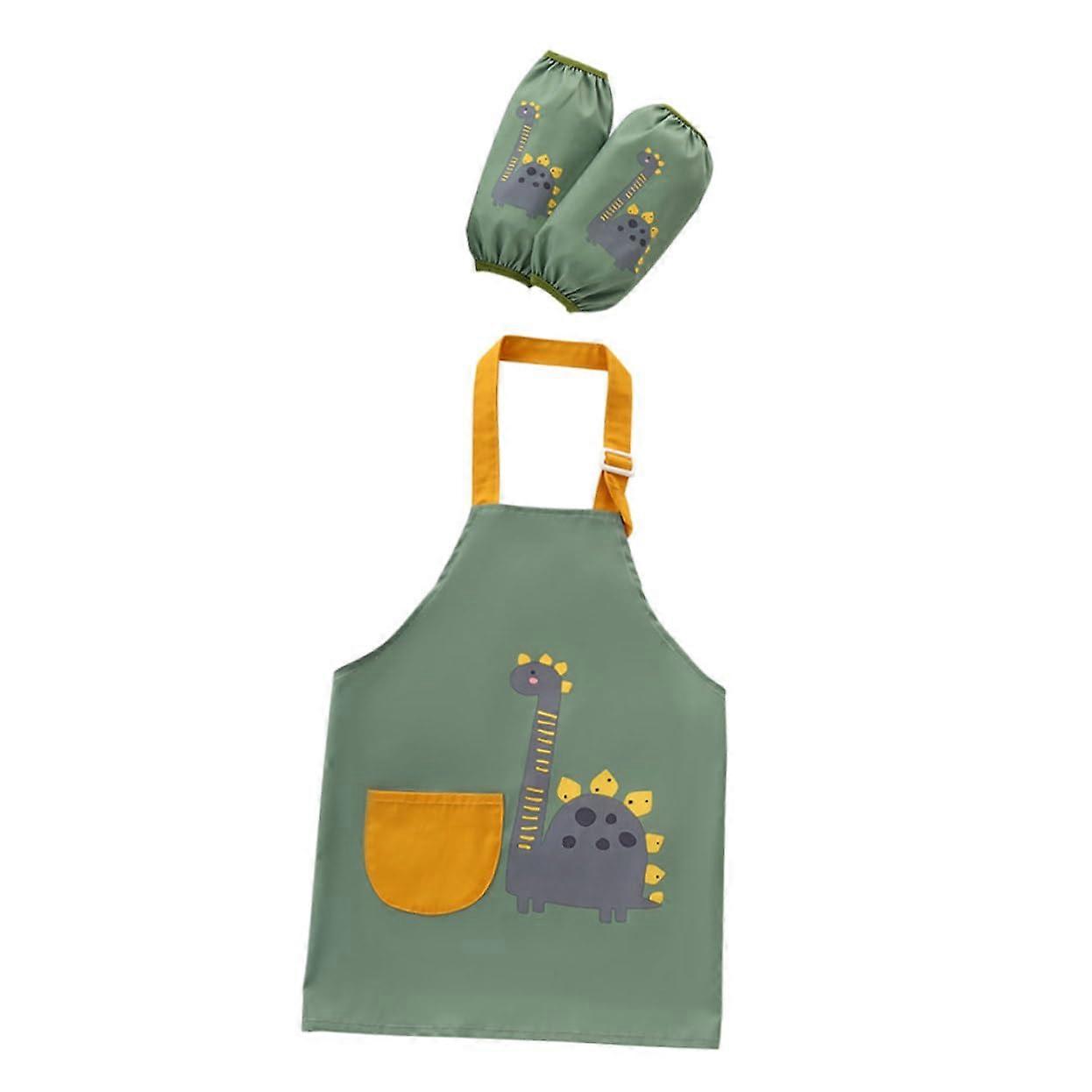 Children's Apron Non-Slip Painting Art Smock for Kids, Green, Adjustable Size, Durable Material, Ideal for Art Projects