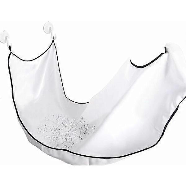 Beard Apron catches beard and hair Apron with mirror Suction cups to keep your bathroom clean - White?