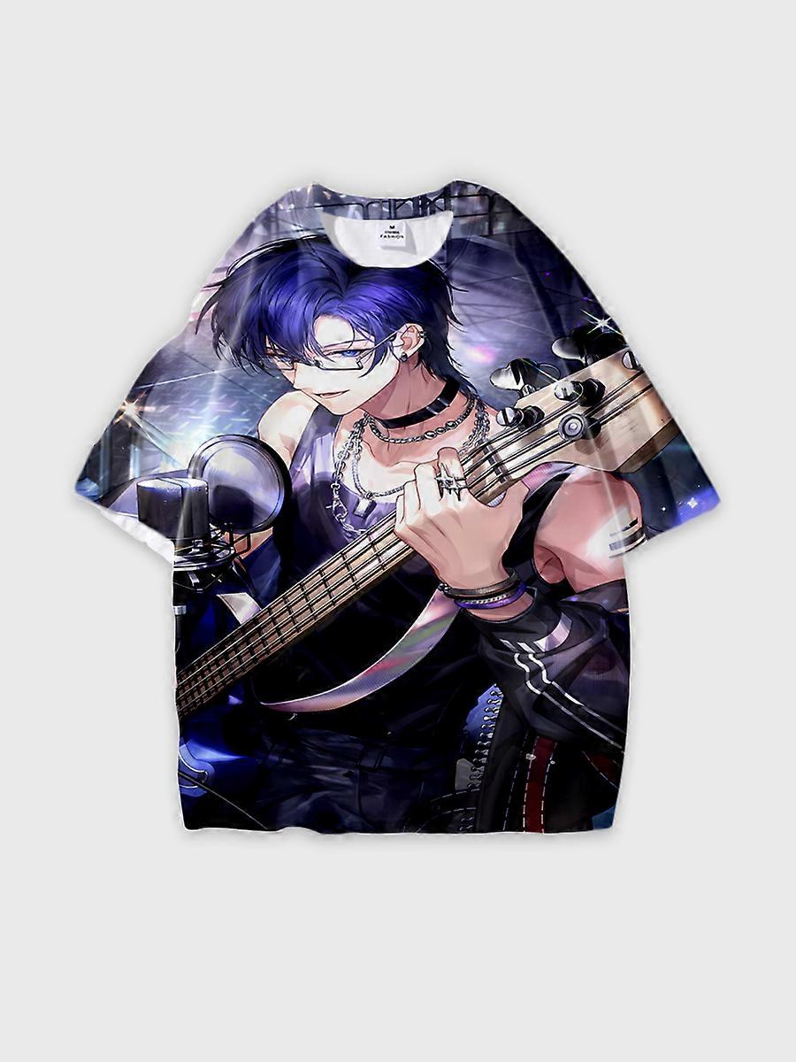 T-shirt round neck Role Pattern loose short sleeve E2125