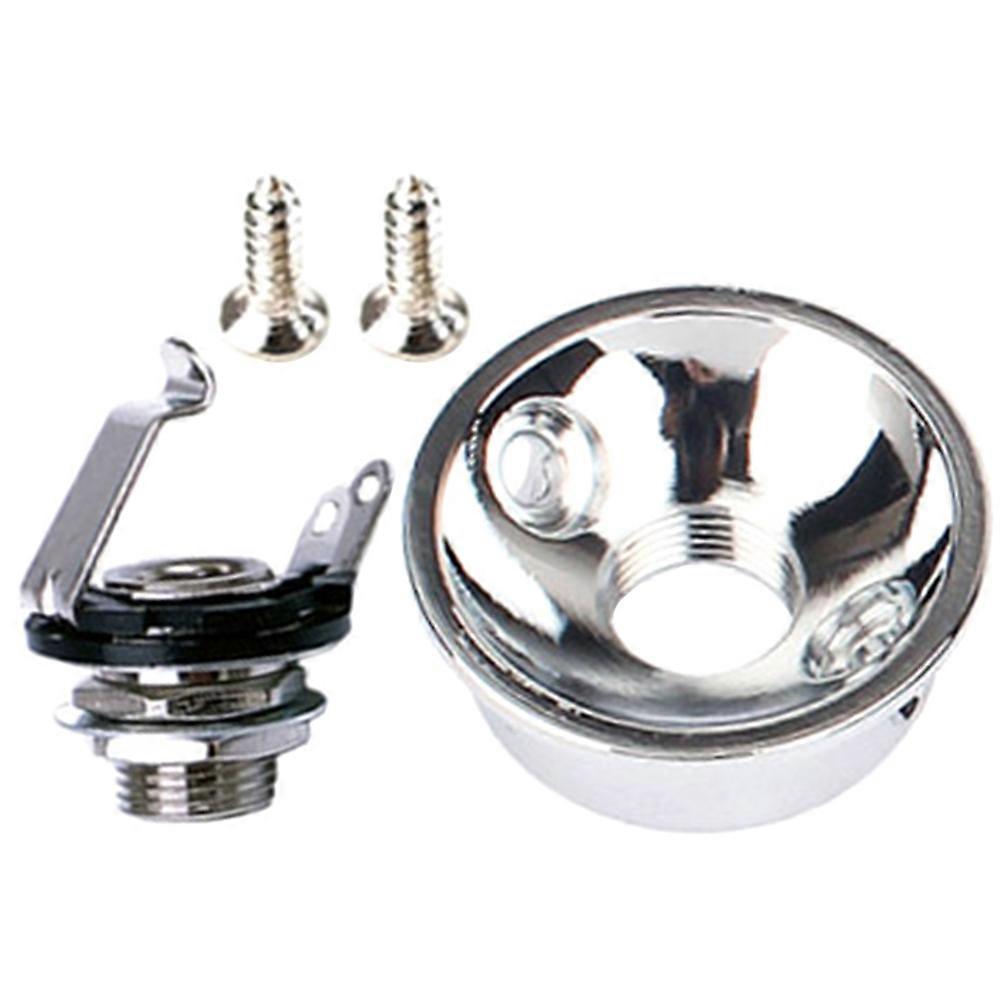Guitar Stereo Socket Electric Guitar Part For Music Maintenance Silver 2.7X2.6CM Workmanship 1Set