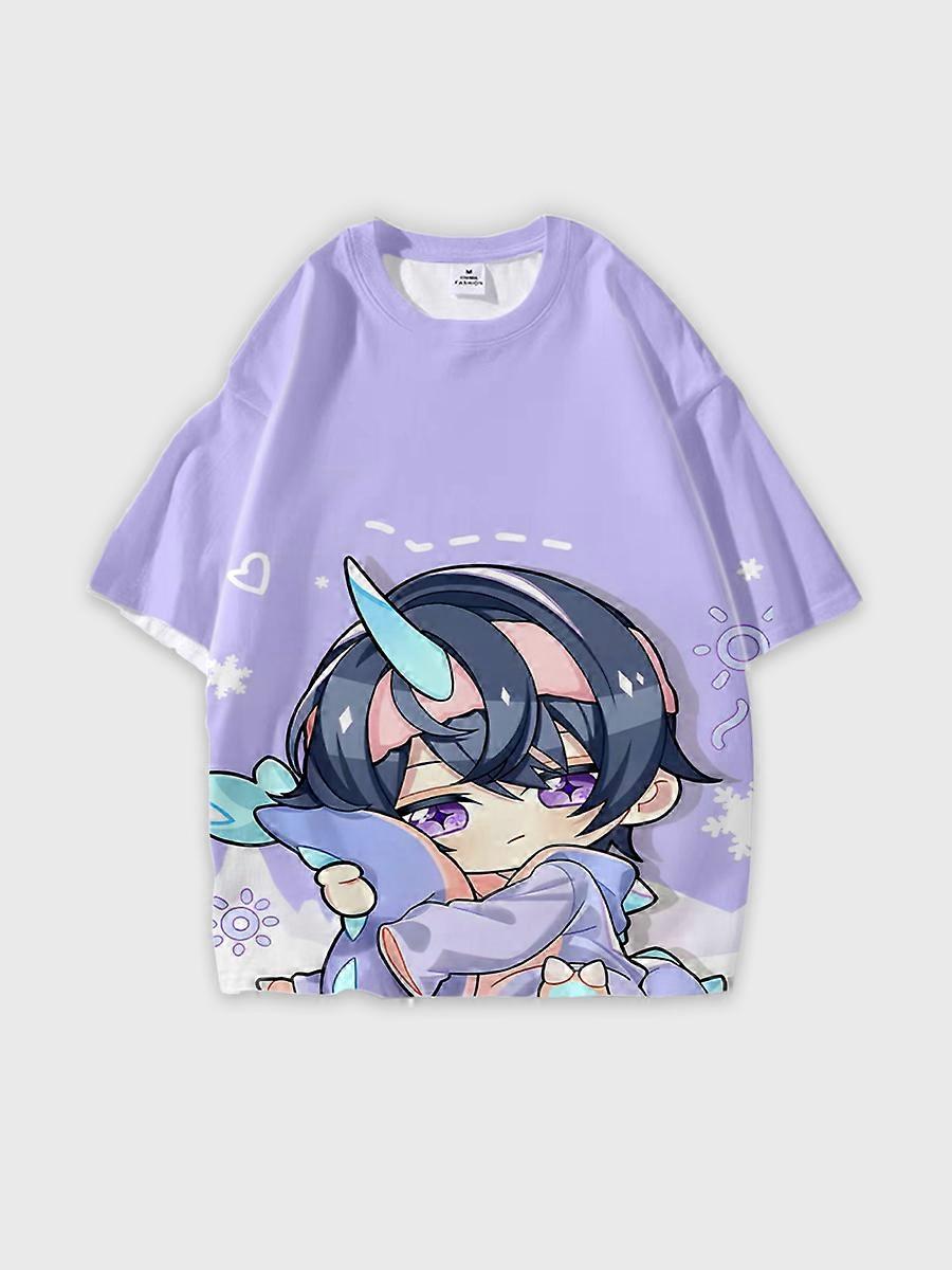 T-shirt round neck Role Pattern loose short sleeve E1848