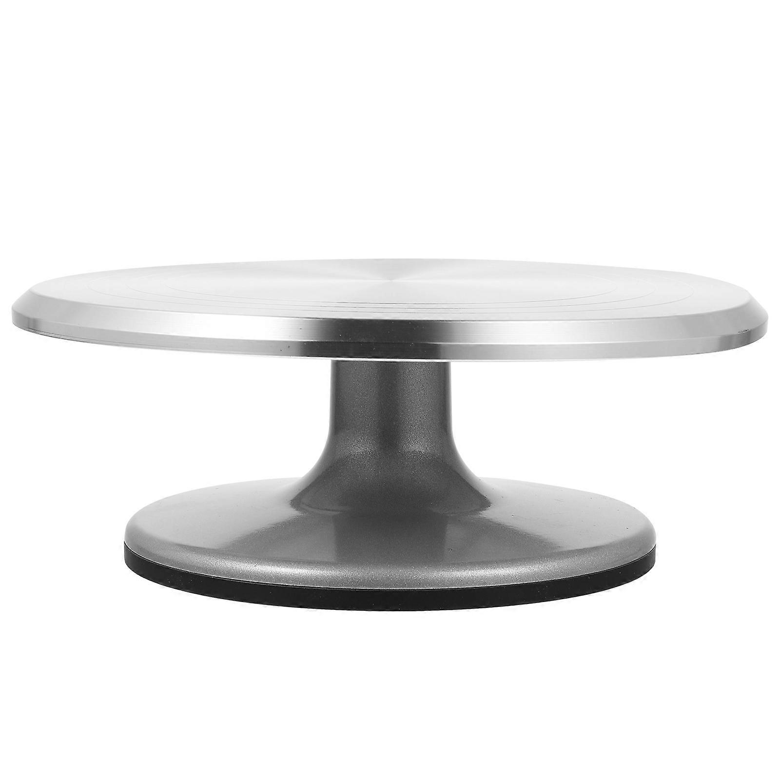Aluminum Alloy Rotating Cake Stand for Decorating Smooth Turn Silver Daily Use 7.87 Inches