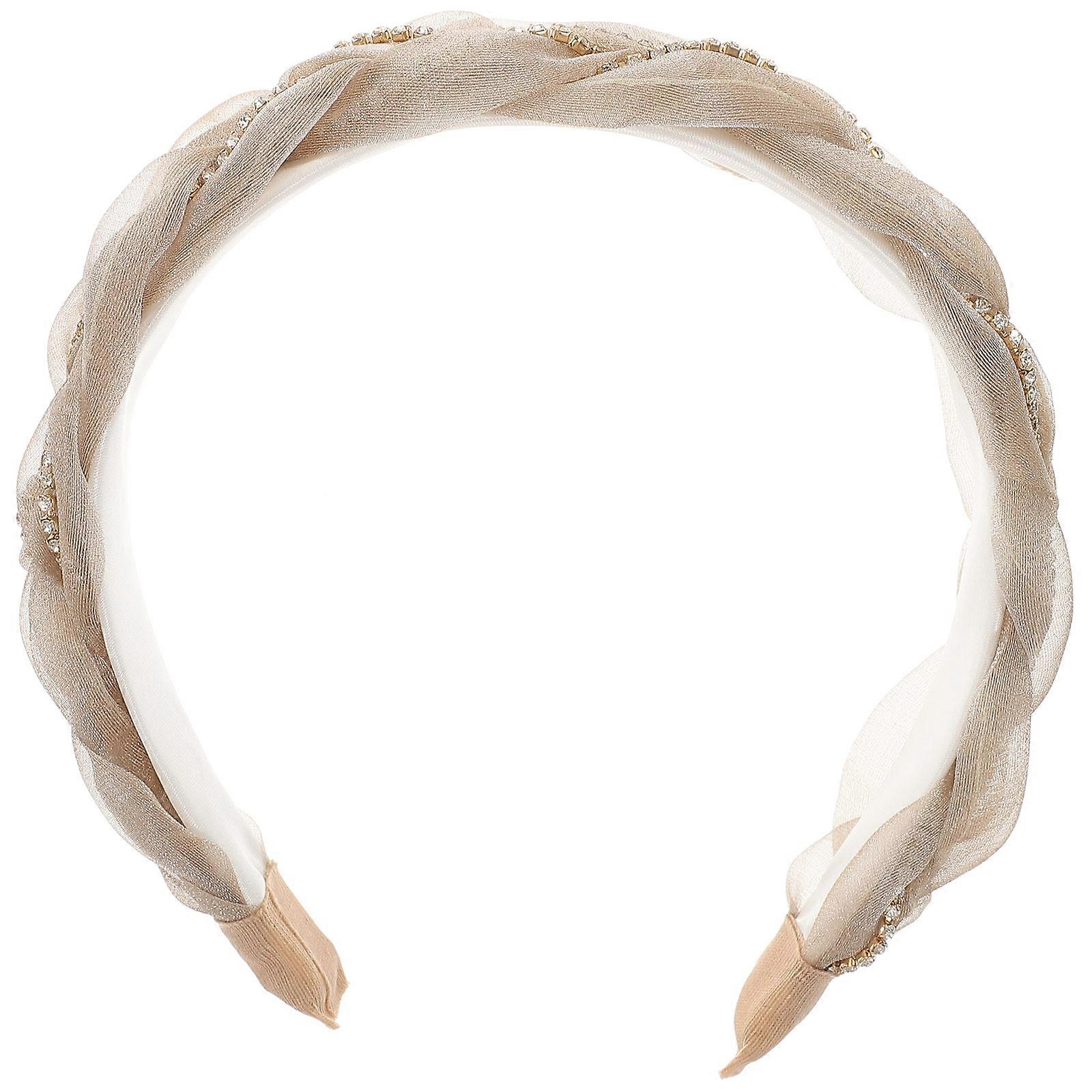 Padded Sparkle Headband Gorgeous Curved Organza Headwear Daily Outfit Accessory 1Set Coffee Color
