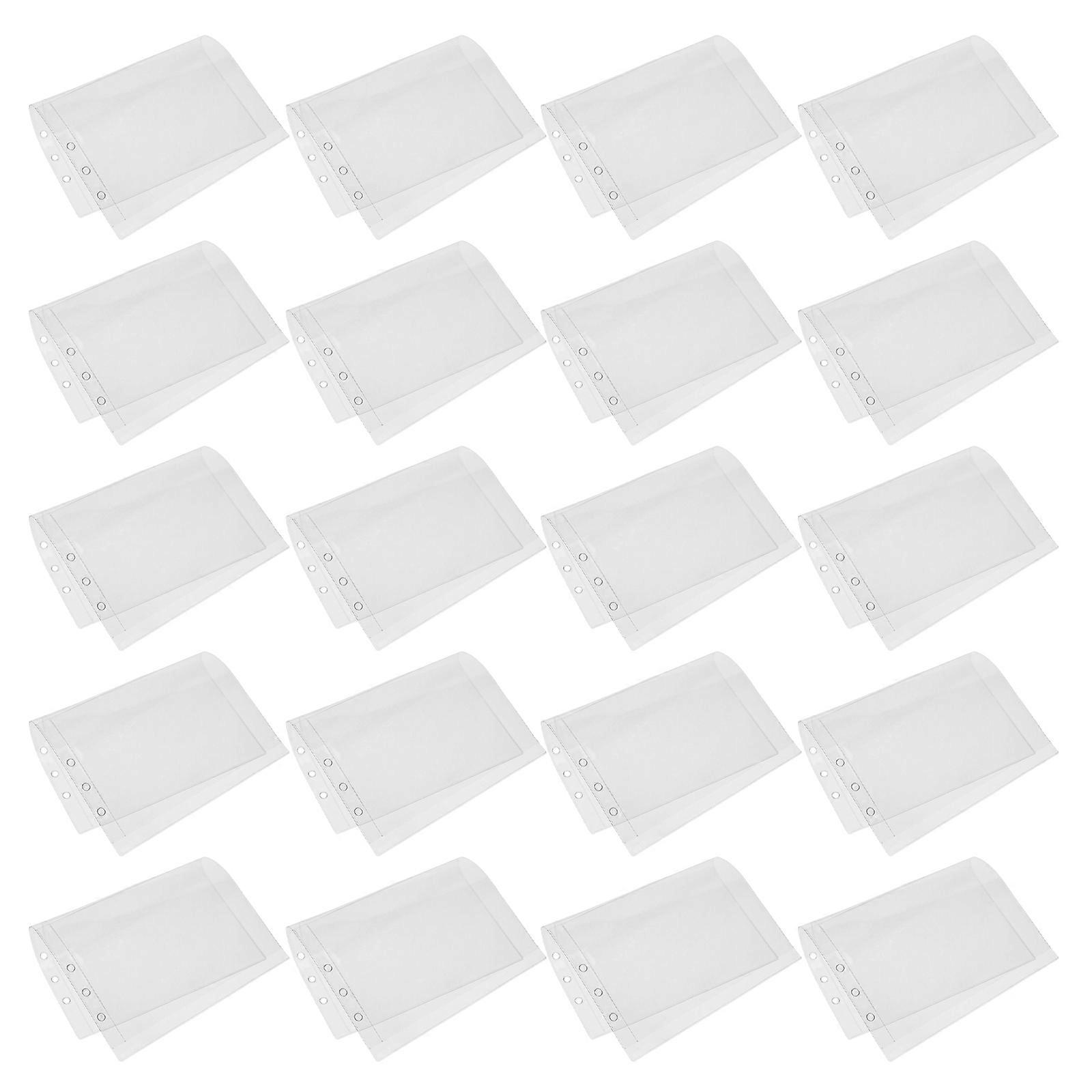 Transparent PVC Ring Binder Pockets with Compartments – 20pcs Document Sleeves for Office, School, Travel and Receipt Storage