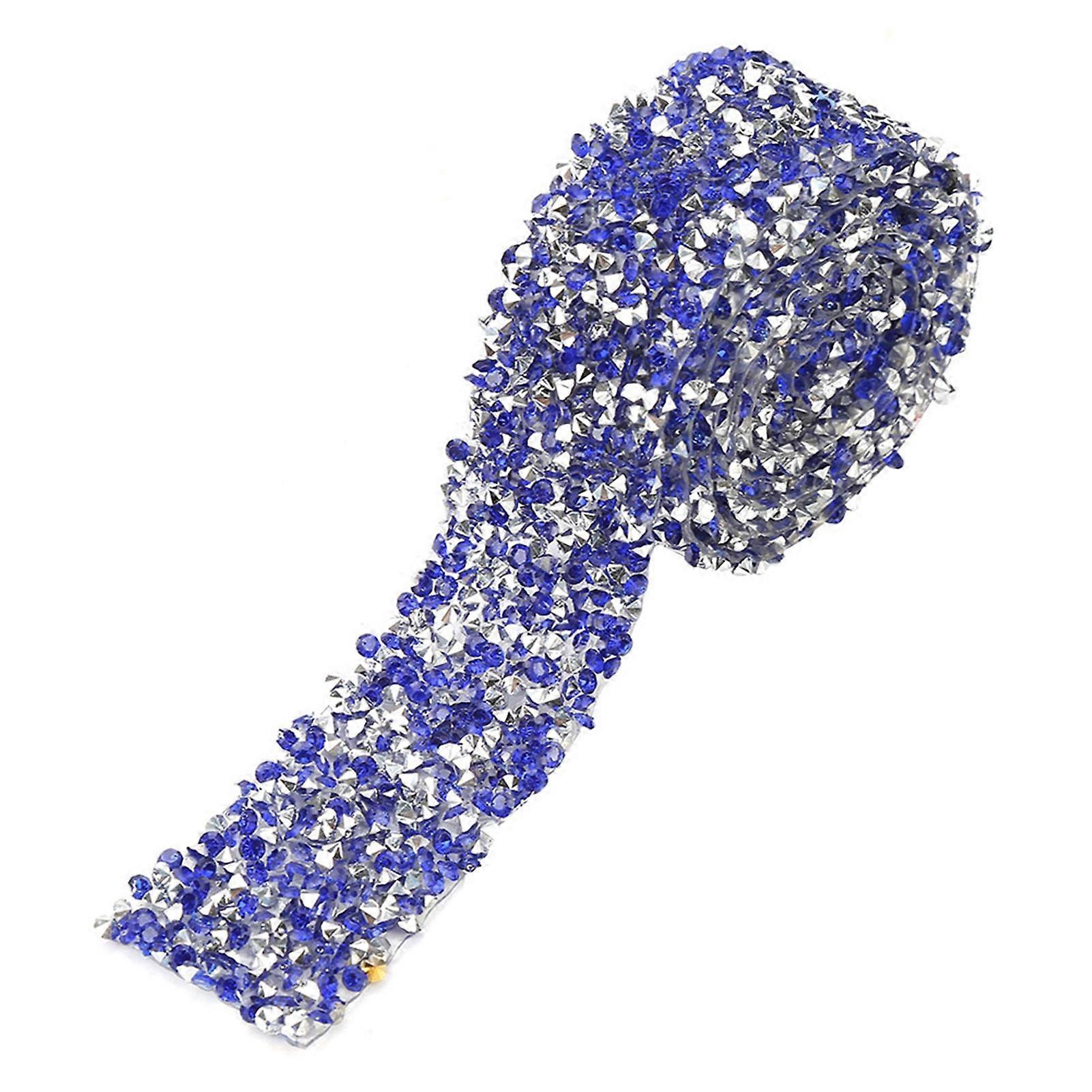 1yard 30mm Diamond Mesh Wrap Roll Sparkle Crystal Rhinestone Ribbon Decoration (Dark Blue)