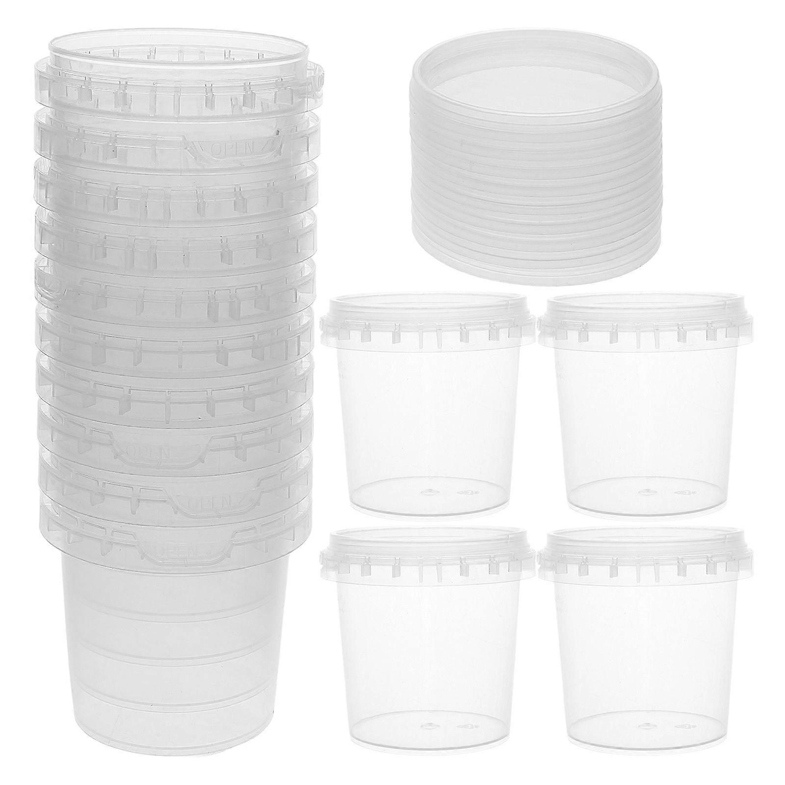 20pcs Ice Cream Bucket with Lids Plastic Soup Bucket Cocktail Rum Buckets Food Storage Containers Airtight Kitchen Containers for Freezer Safe Storage