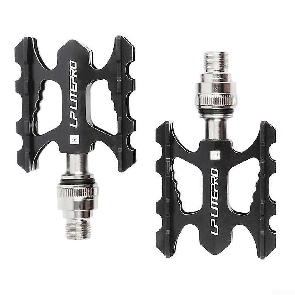 Lightweight aluminum quickrelease pedals with advanced antislip nail design, suitable for various types of bicycles, black.