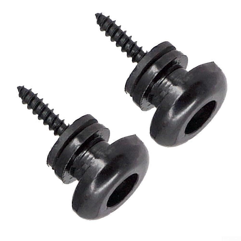 Lockable guitar strap buttons, 2piece set for ukulele, bass, and various musical instruments (black)